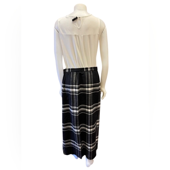 Liz Claiborne Skirt Wrap Maxi Wool Blend Plaid Black/White Size 14 - Picture 5 of 9